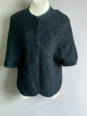 Glentex Vintage 50s Black Lined Poncho Cardigan Sweater